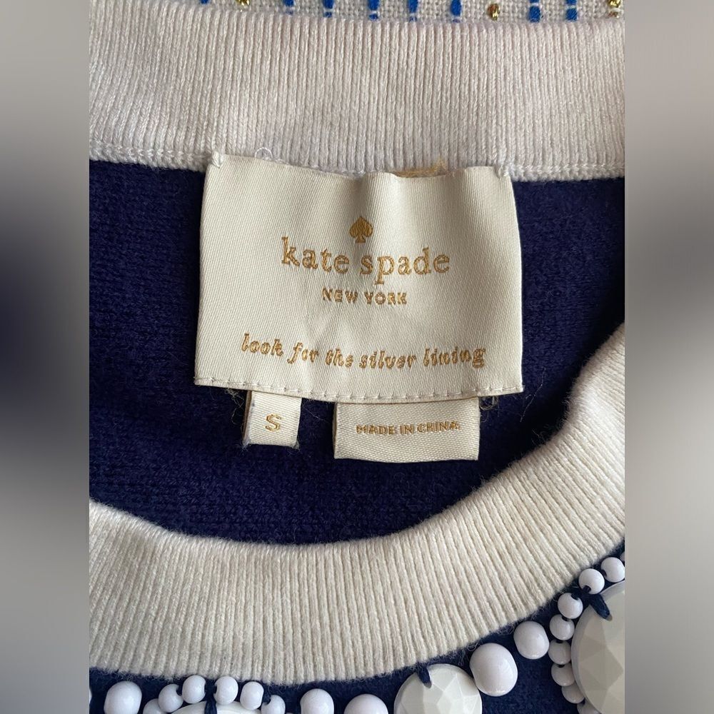 Kate Spade Mini Dress Womens Size Small Navy Sleeveless Jewelry White Cotton - Picture 4 of 12